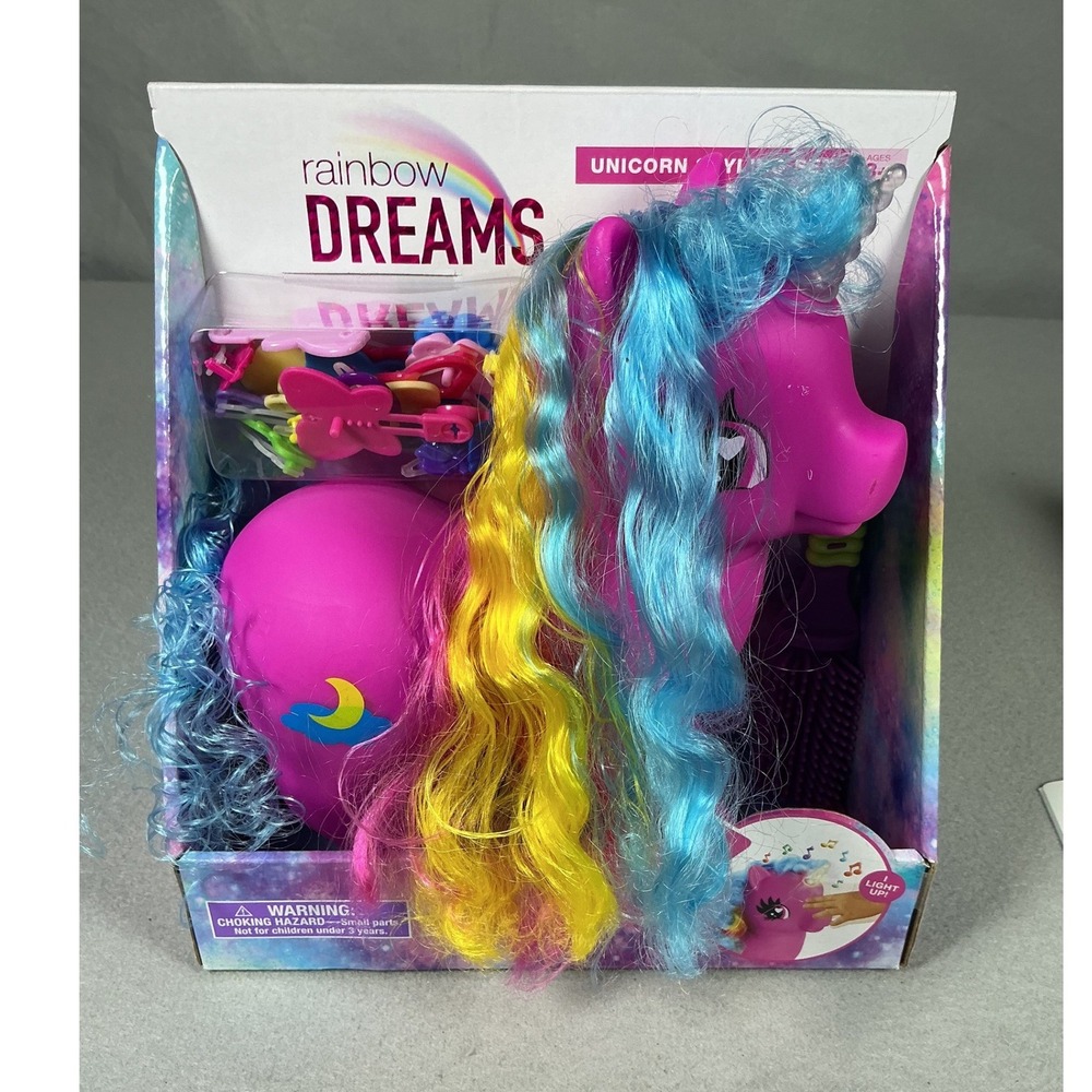 Rainbow Dreams Unicorn Styling Set Light Up Pink Pony Hair Accessories NIB